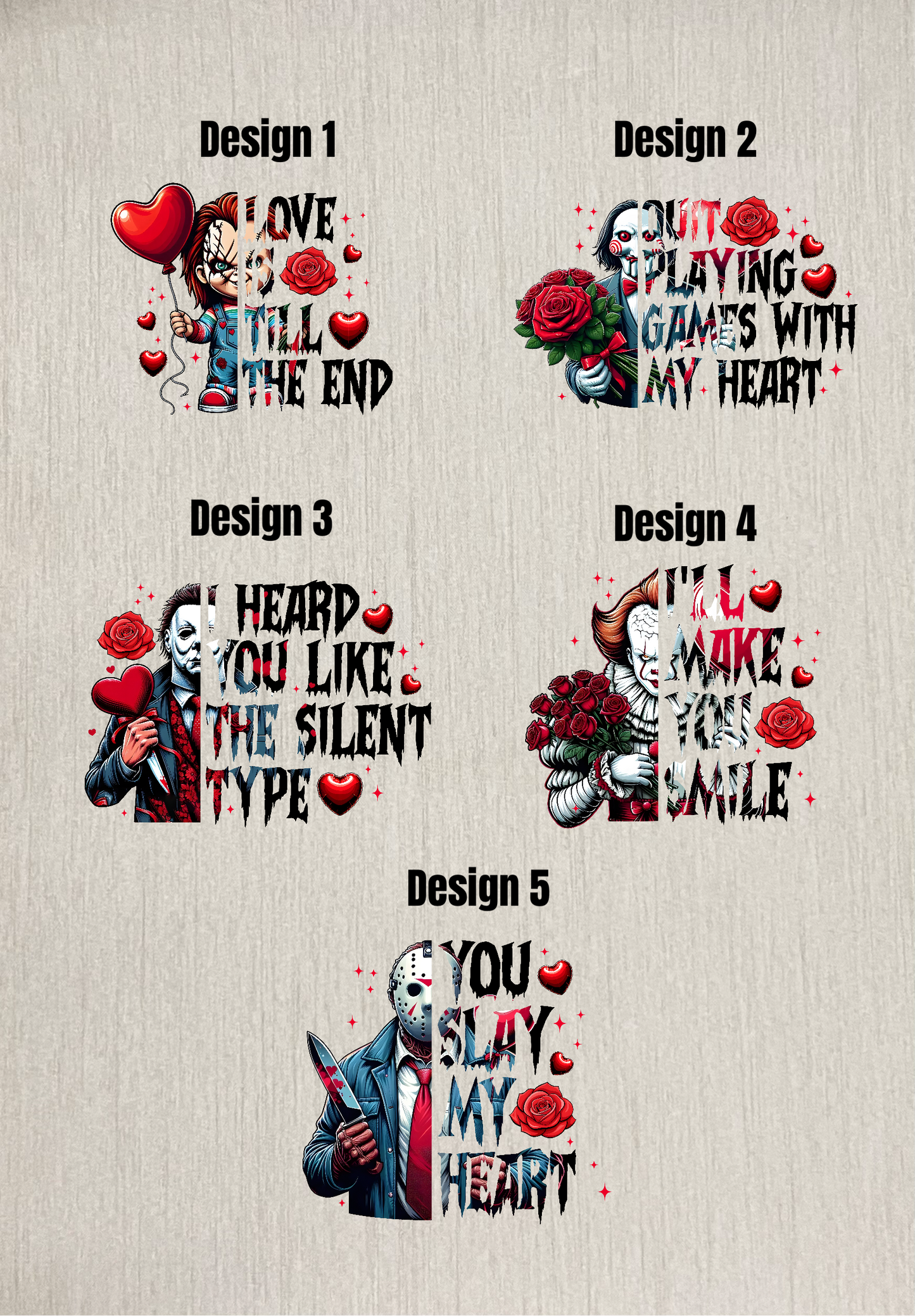 Valentines horror designs